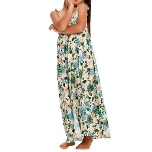 Agua Bendita Floral Smocked Ruffle Maxi Dress Danna Anie